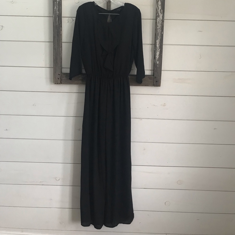 Peach Love Black open-back jumpsuit